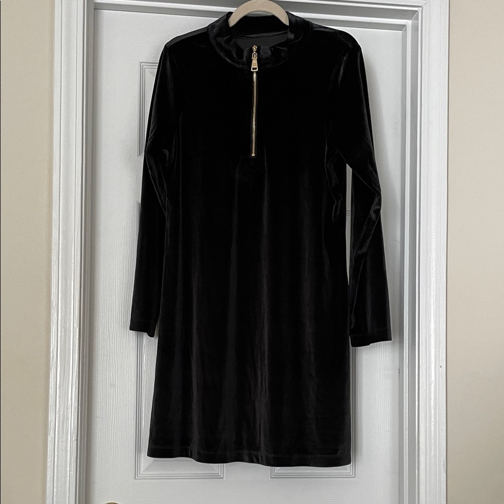 Spartina 449 Never Worn Black Velour Nora 1/4 Zip Dress Size Large